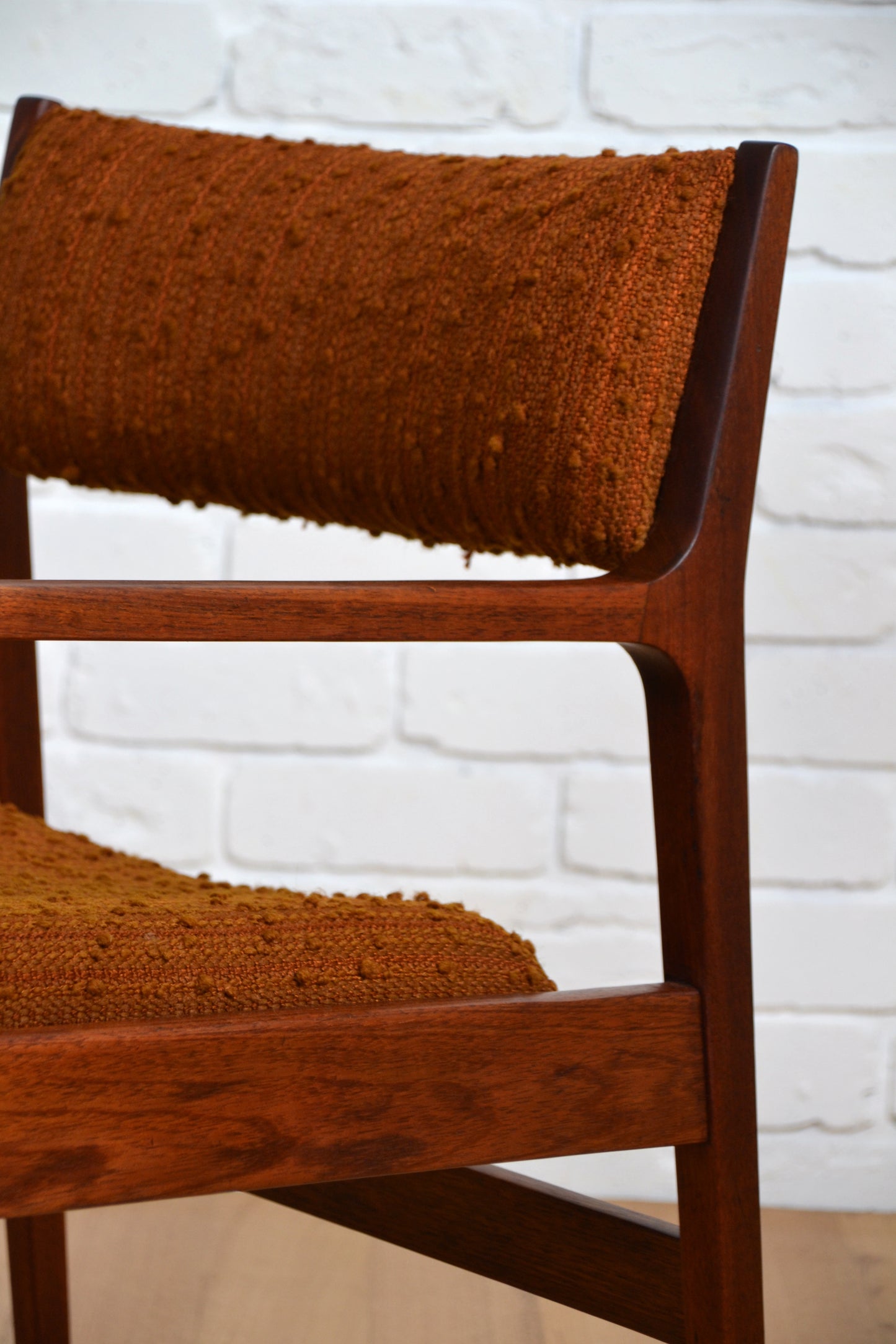 Max Hutchinson mid century armchair / orange boucle fabric- advert only