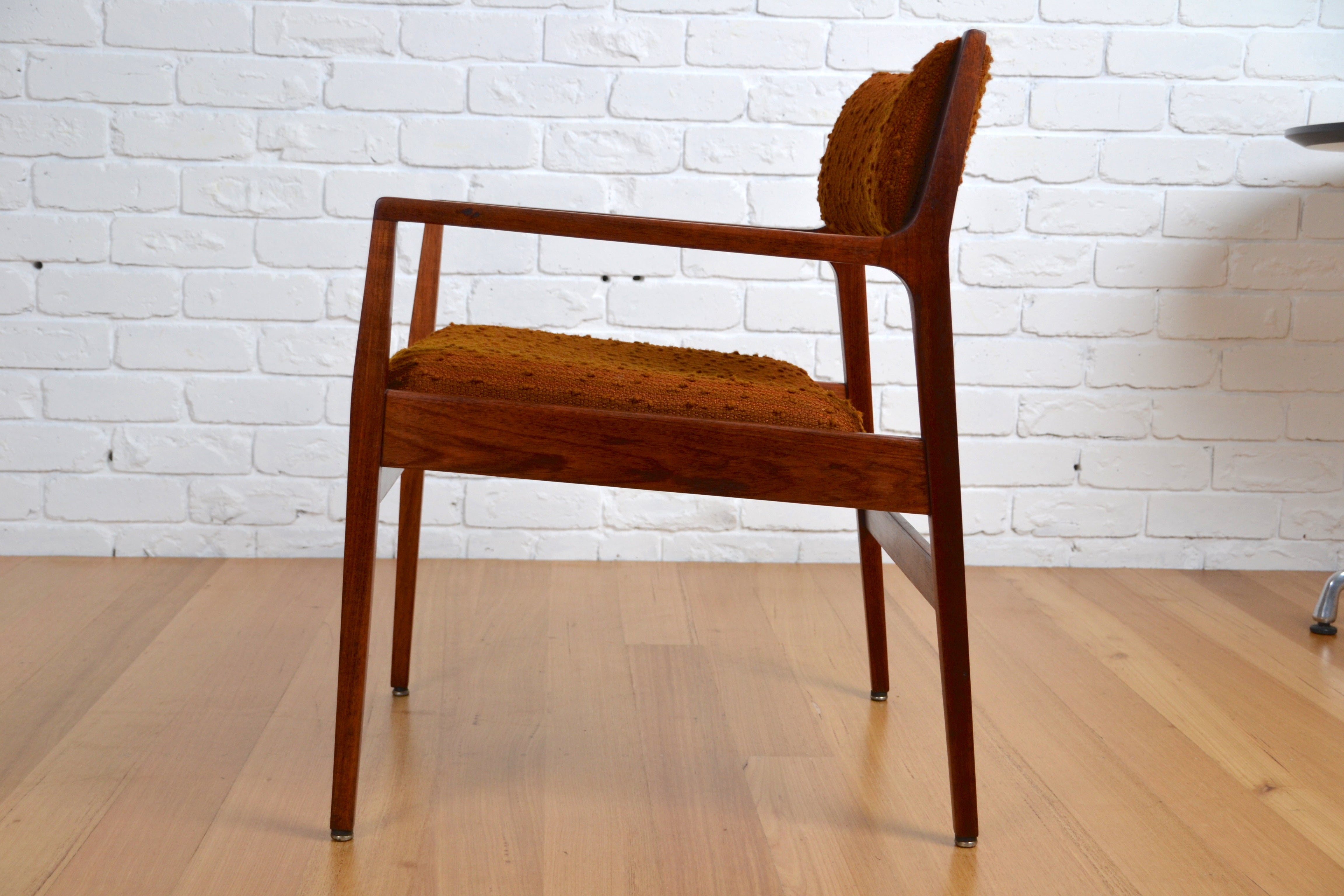 Max Hutchinson mid century armchair / orange boucle fabric