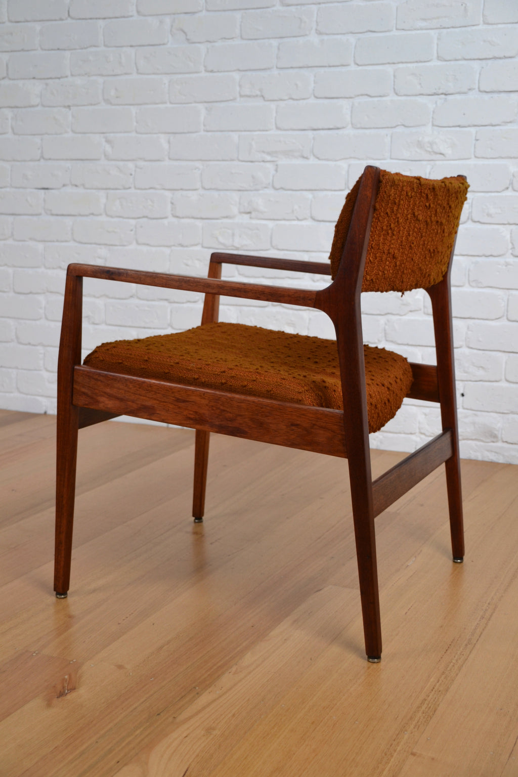 Max Hutchinson mid century armchair / orange boucle fabric