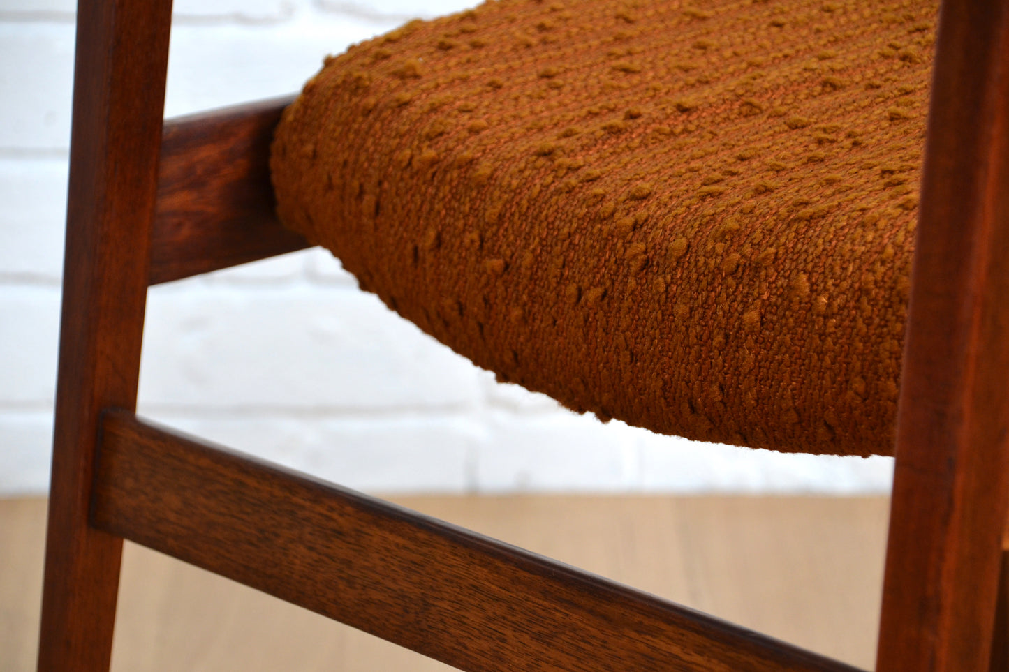Max Hutchinson mid century armchair / orange boucle fabric- advert only