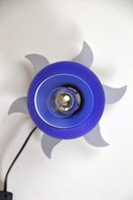 Load image into Gallery viewer, Post Modern 1990s blue glass Lotus flower lamp- New/old stock
