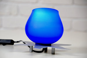 Post Modern 1990s blue glass Lotus flower lamp- New/old stock