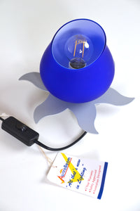 Post Modern 1990s blue glass Lotus flower lamp- New/old stock
