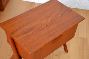 Mid century Teak Danish bedside table / record cabinet storage