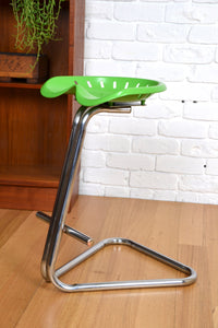 Vintage Tractor stool in green & chrome / abstract furniture art