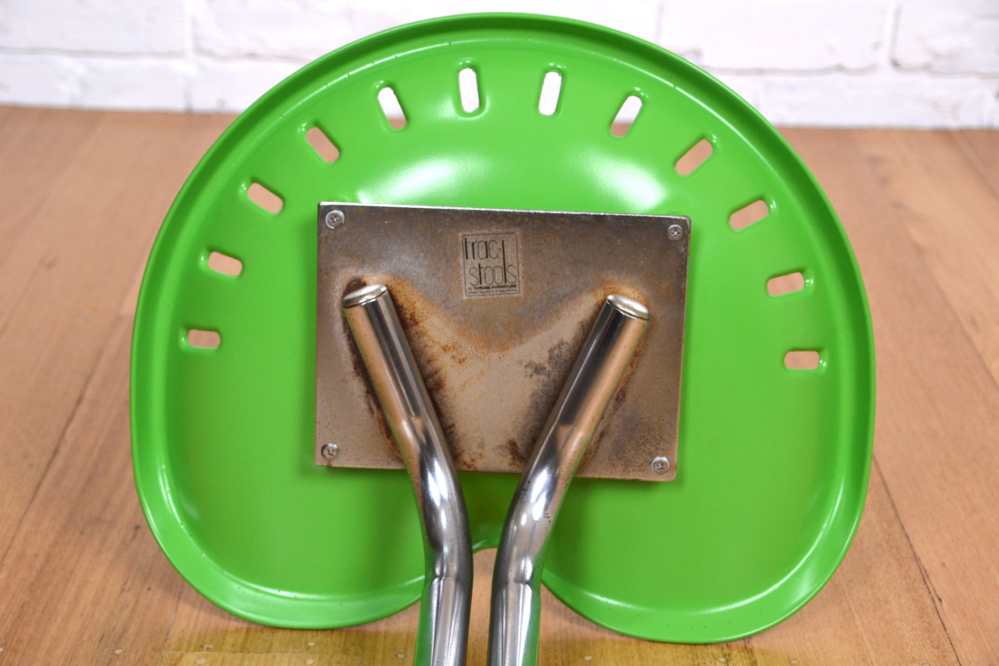Vintage Tractor stool in green & chrome / abstract furniture art
