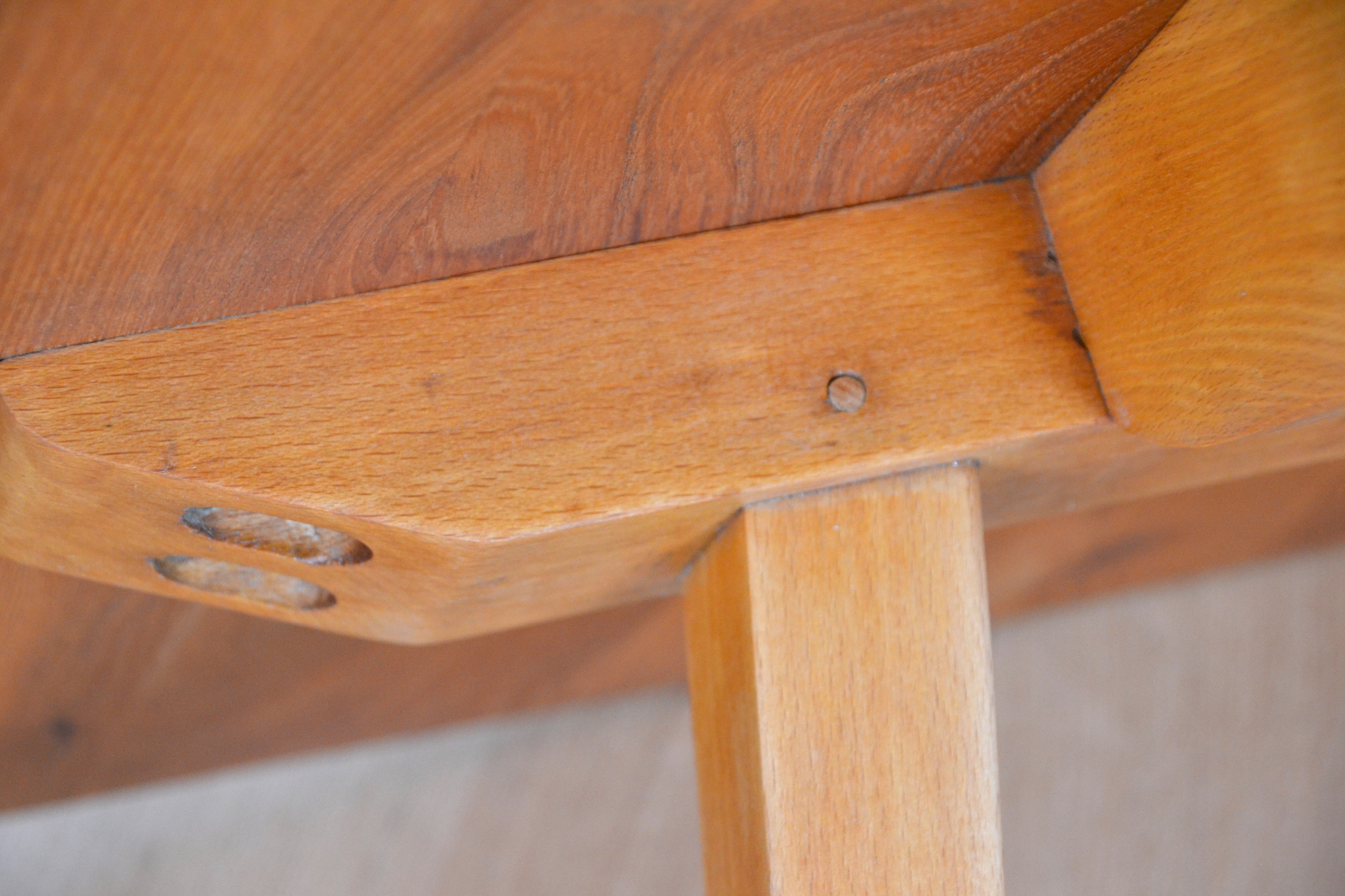 Mid century English solid Elm / Beech table by Ercol 1950s Restored