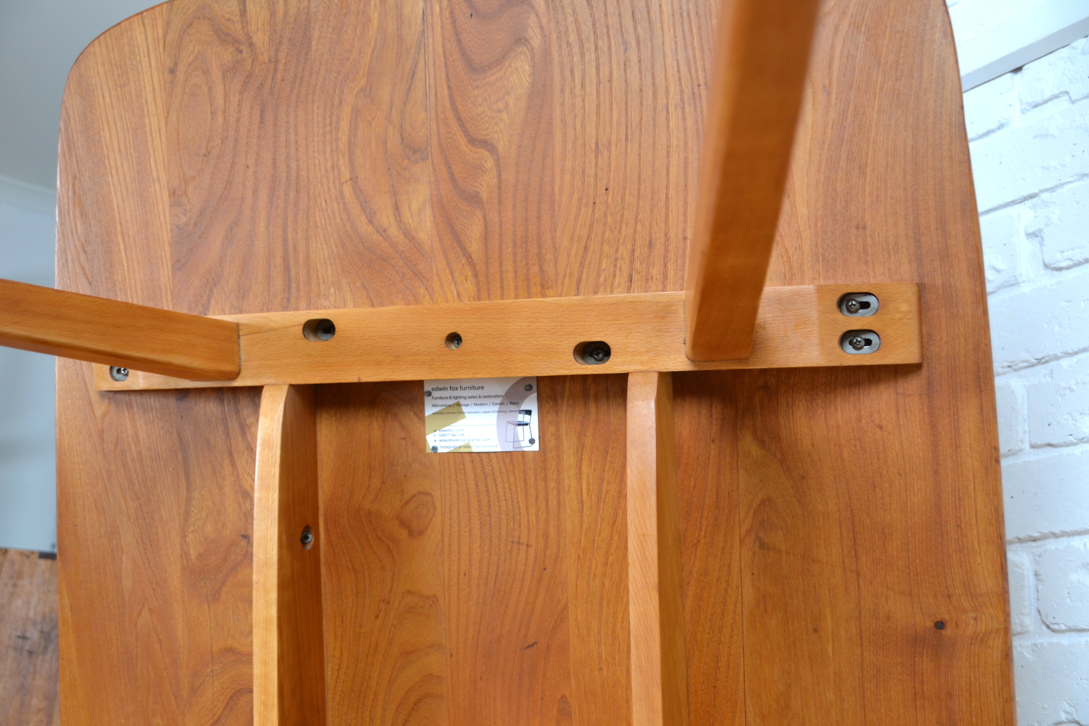 Mid century English solid Elm / Beech table by Ercol 1950s Restored