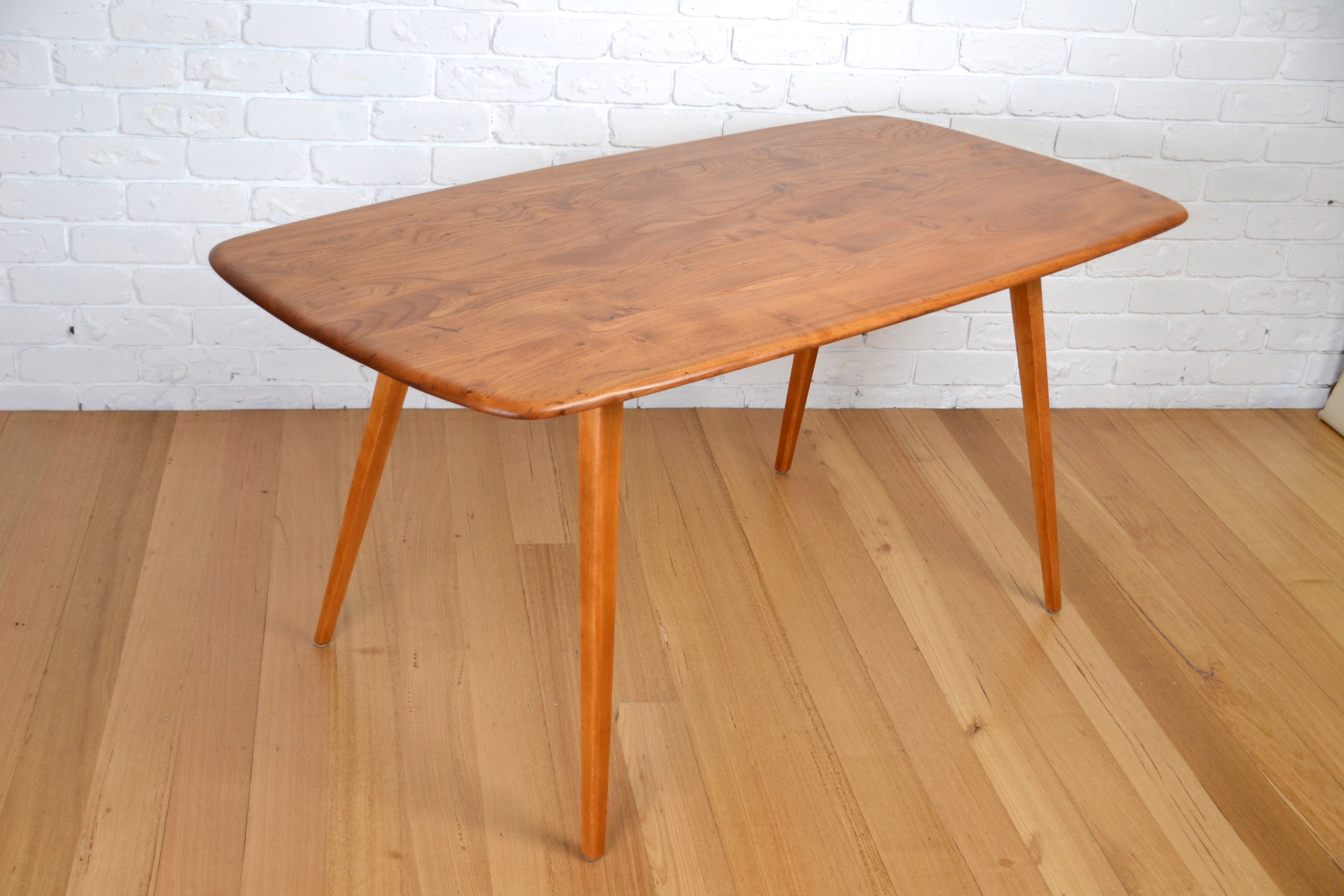 Mid century English solid Elm / Beech table by Ercol 1950s Restored