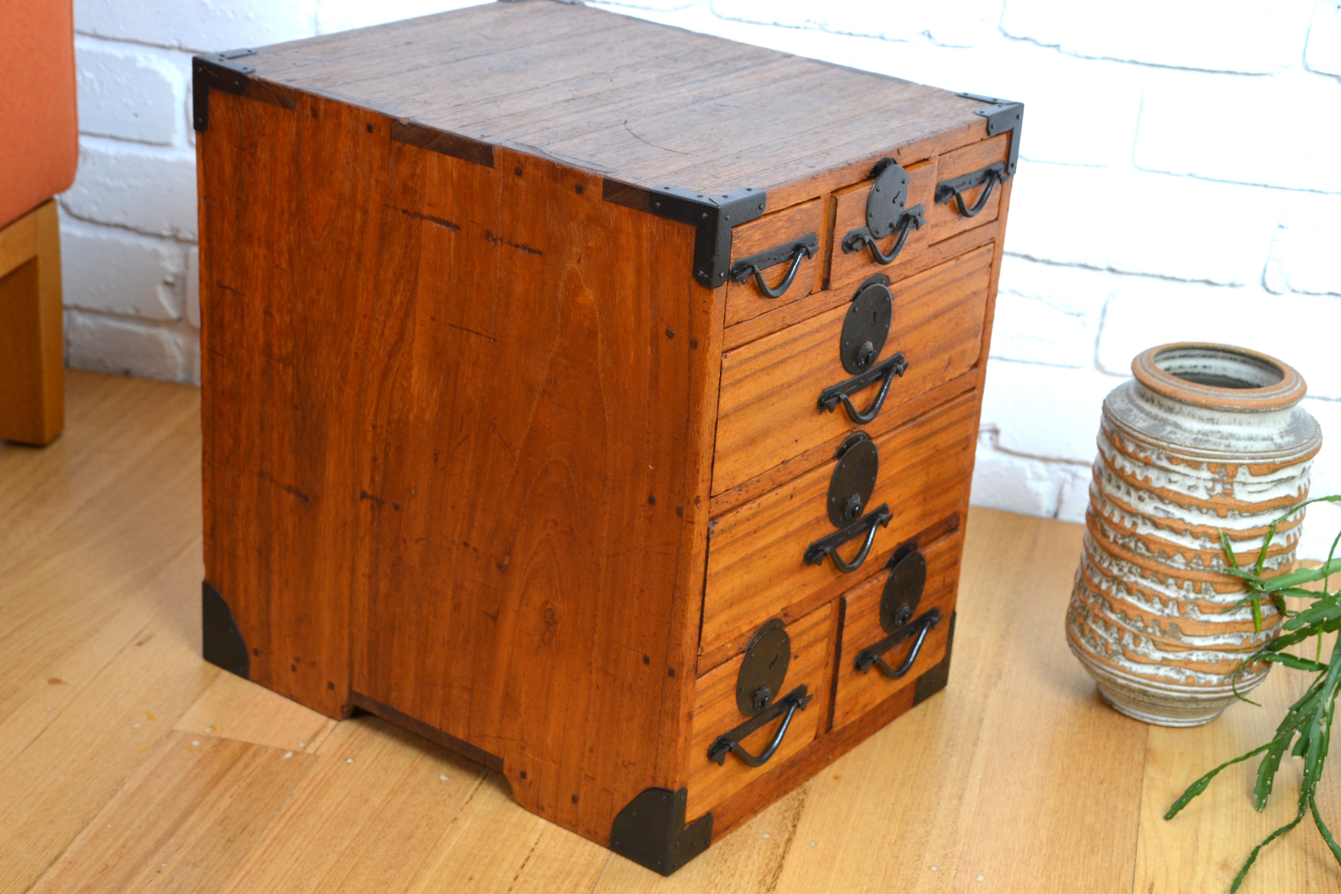 Antique Japanese small chest / multi-drawer jewellery box / Bedside table - Meiji period 1800s