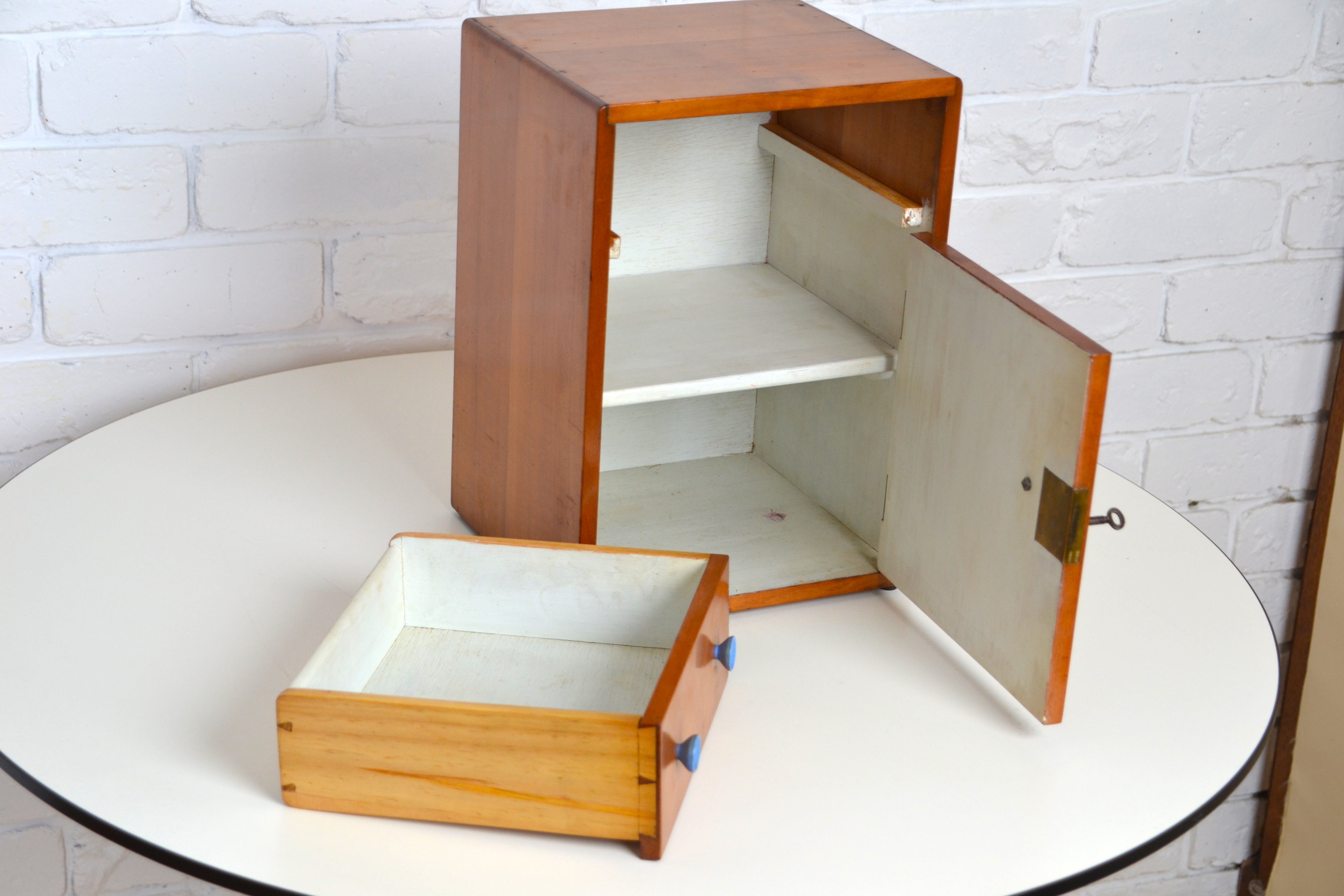 Mid century Australian Apprentice's chest / bedside table - solid wood lock & key