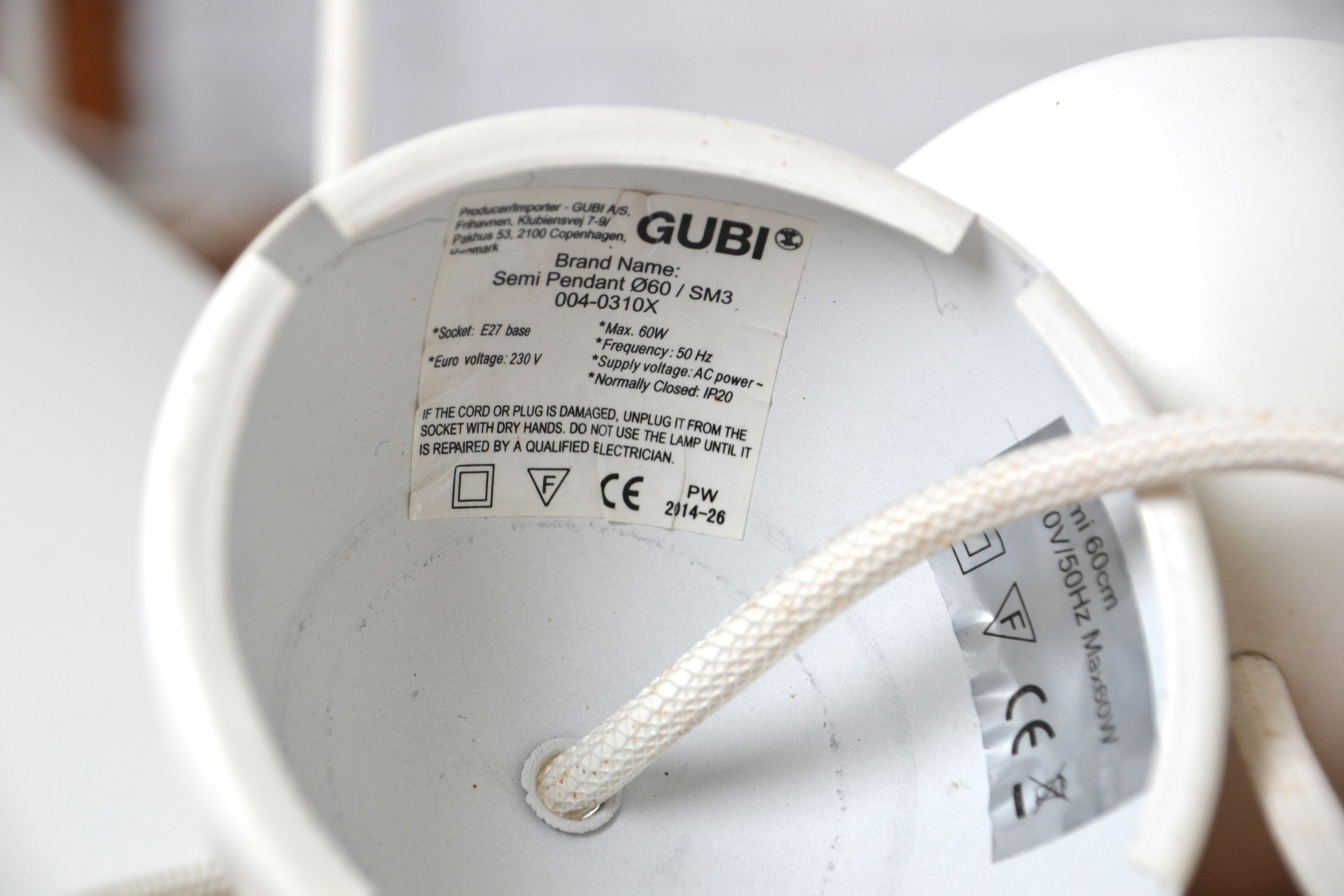 Danish modern design Semi pendant light 60cm Fog & Mørup / Gubi