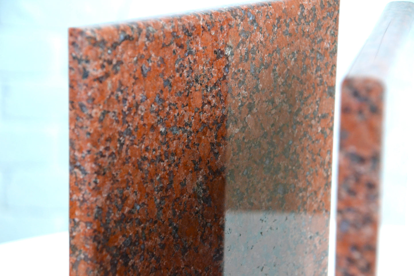 Impressive red Granite Marble bookends record stands