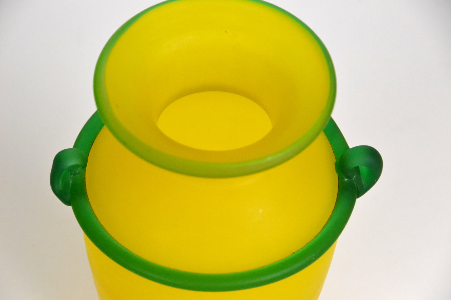 Vintage 1990s yellow frosted glass vase Franco Moretti Murano style