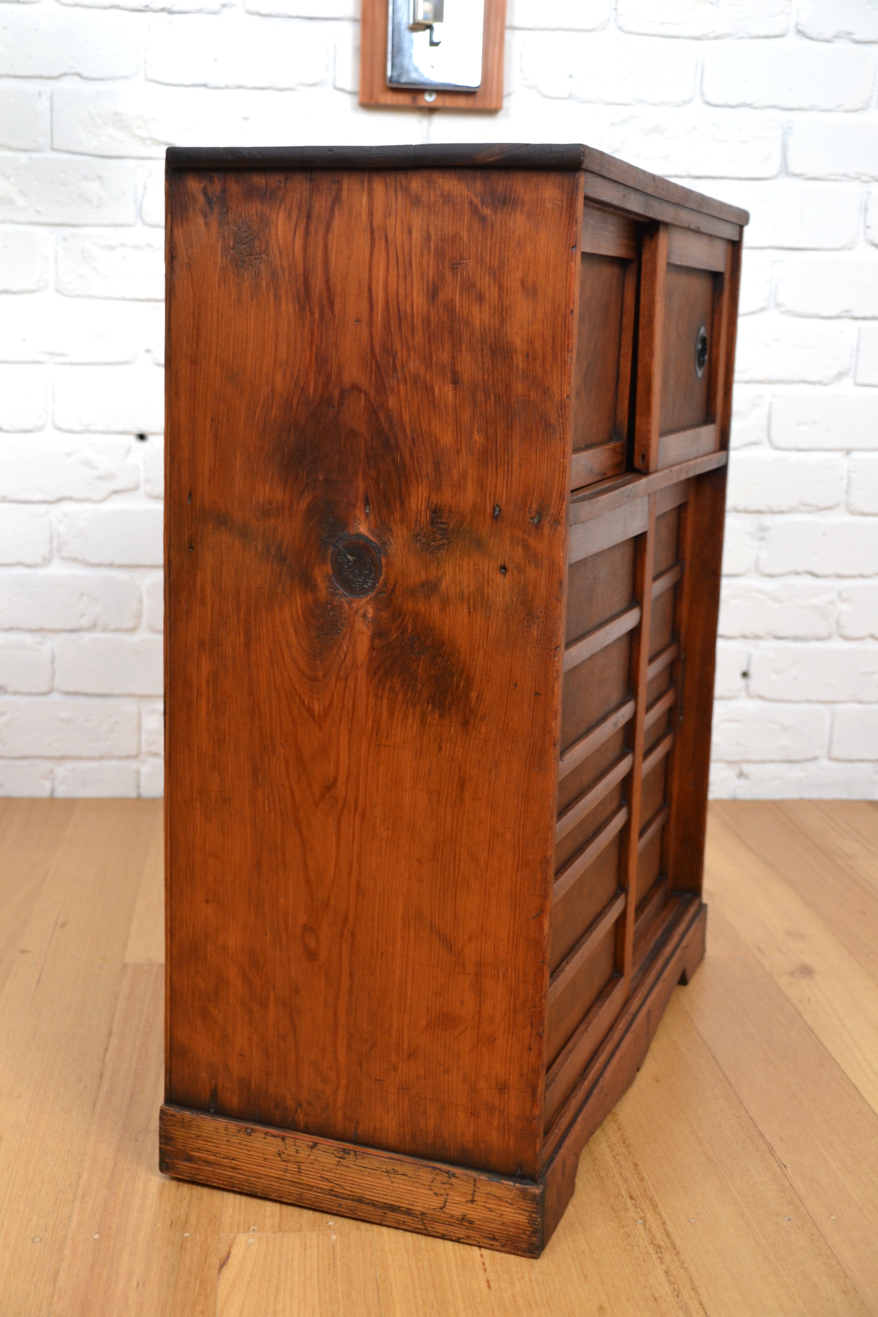 Vintage Japanese Getabako / shoe cupboard - small chest bedside