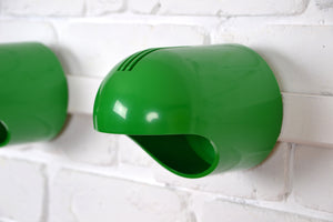 Pair Italian space aged green wall lights / boxed by Makio Hasuike for Gedy