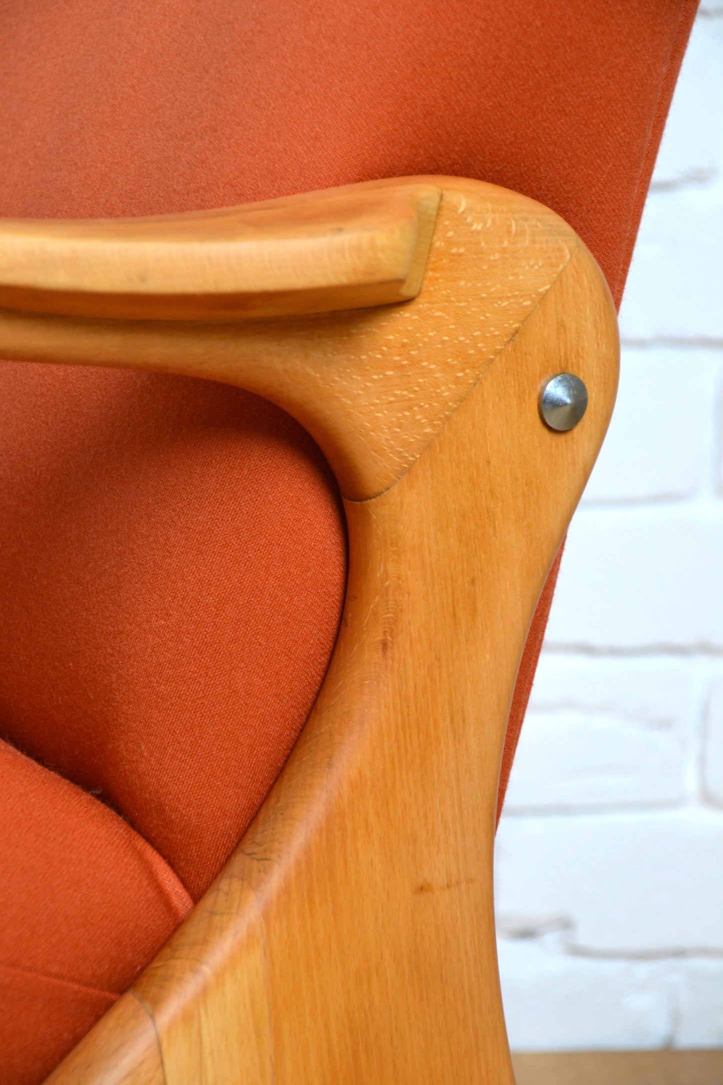 Stunning *Rare Mid century Italian wingback armchair - restored pure wool