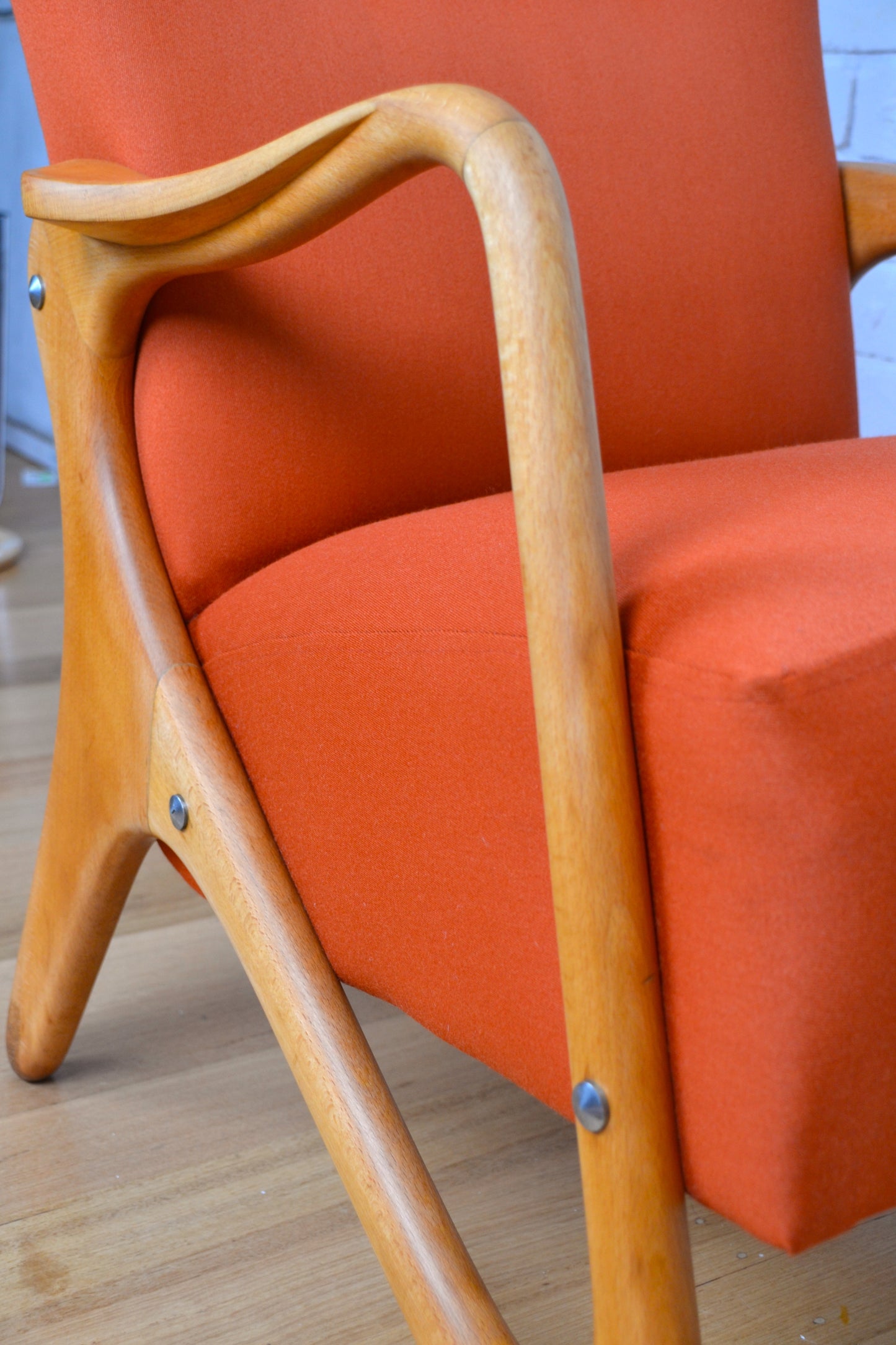Stunning *Rare Mid century Italian wingback armchair - restored pure wool