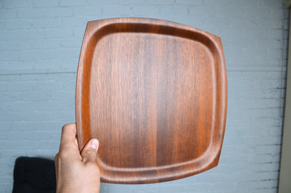 Mid century Teak round drinks tray- square
