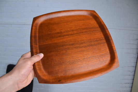 Mid century Teak round drinks tray- square