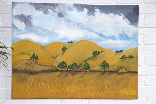 Large modern textured oil painting - John S Trezos