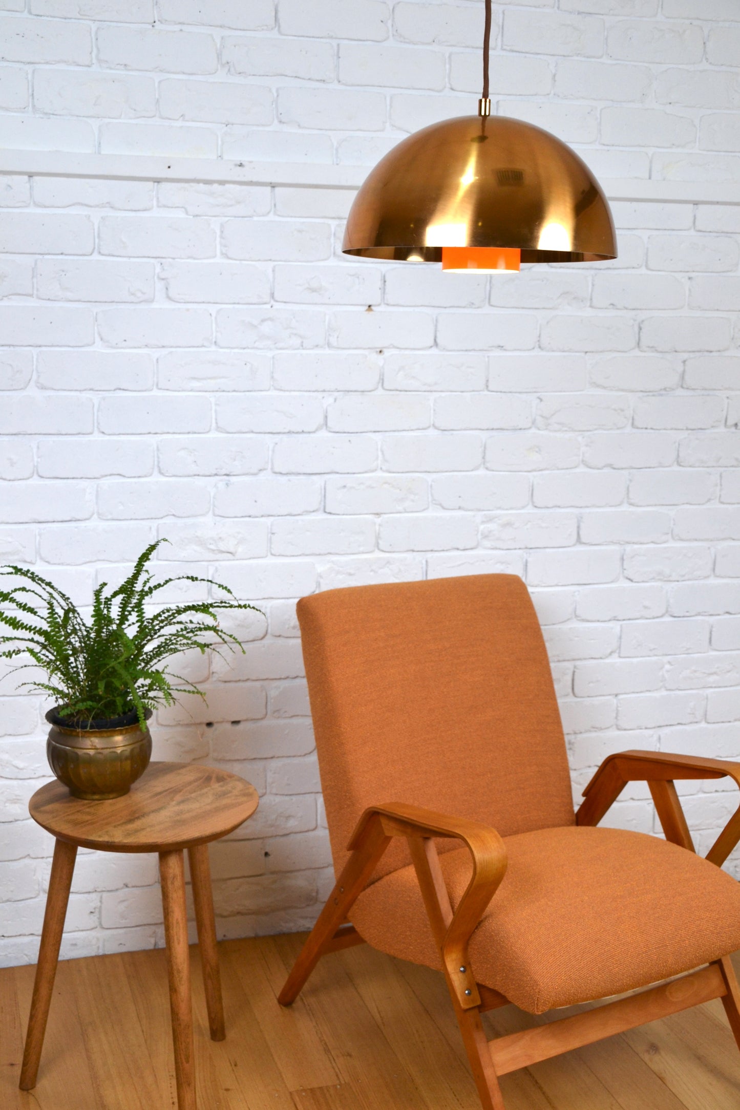 Vintage Danish layered copper pendant light