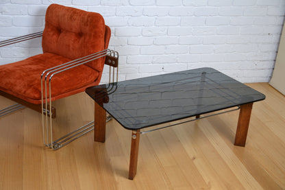 Vintage Swiss Coffee table by Robert Haussmann- chrome glass