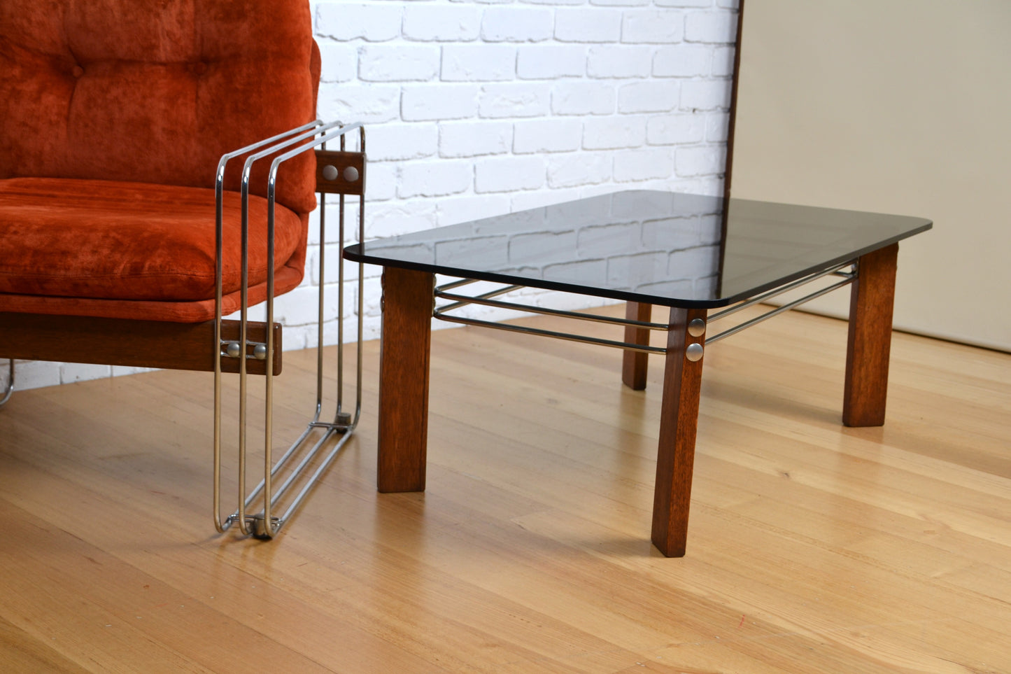 Vintage Swiss Coffee table by Robert Haussmann- chrome glass