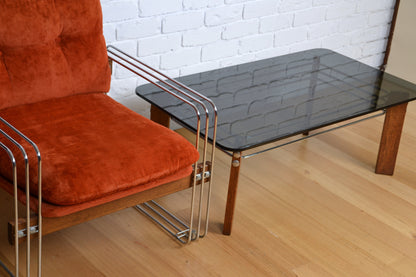 Vintage Swiss Coffee table by Robert Haussmann- chrome glass