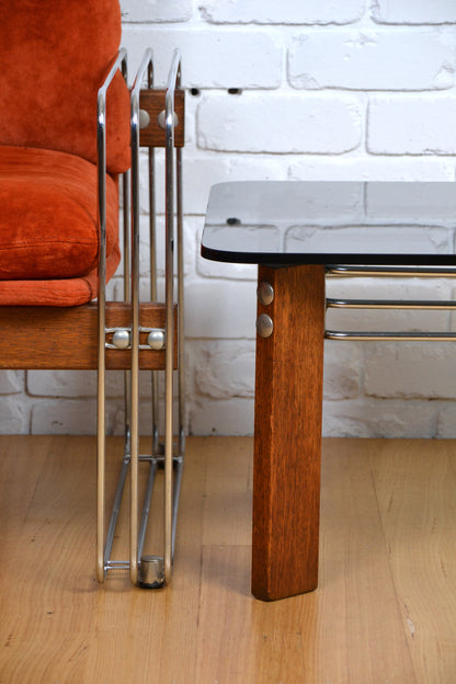 Vintage Swiss Coffee table by Robert Haussmann- chrome glass