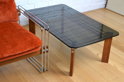 Vintage Swiss Coffee table by Robert Haussmann- chrome glass