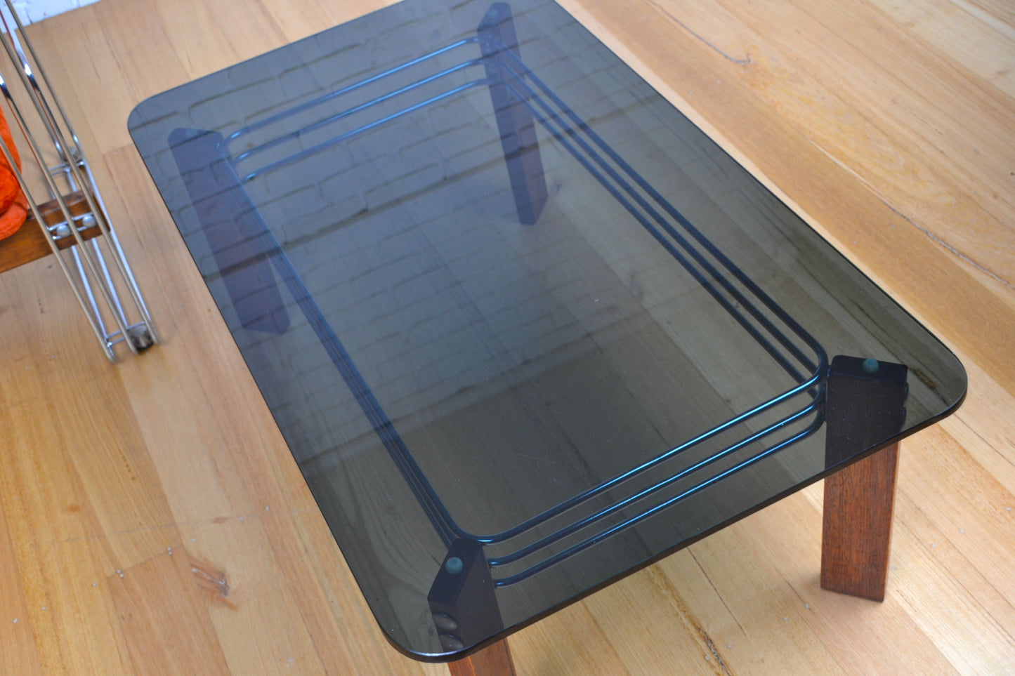 Vintage Swiss Coffee table by Robert Haussmann- chrome glass