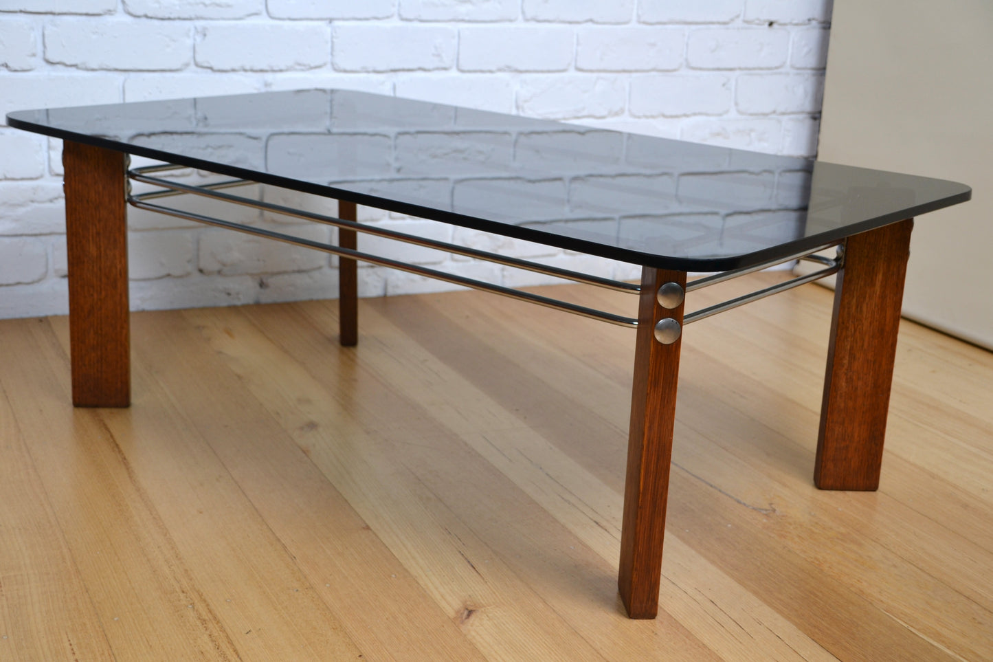 Vintage Swiss Coffee table by Robert Haussmann- chrome glass