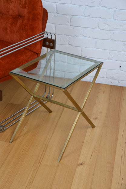 Art Deco / Vintage brass & glass side table