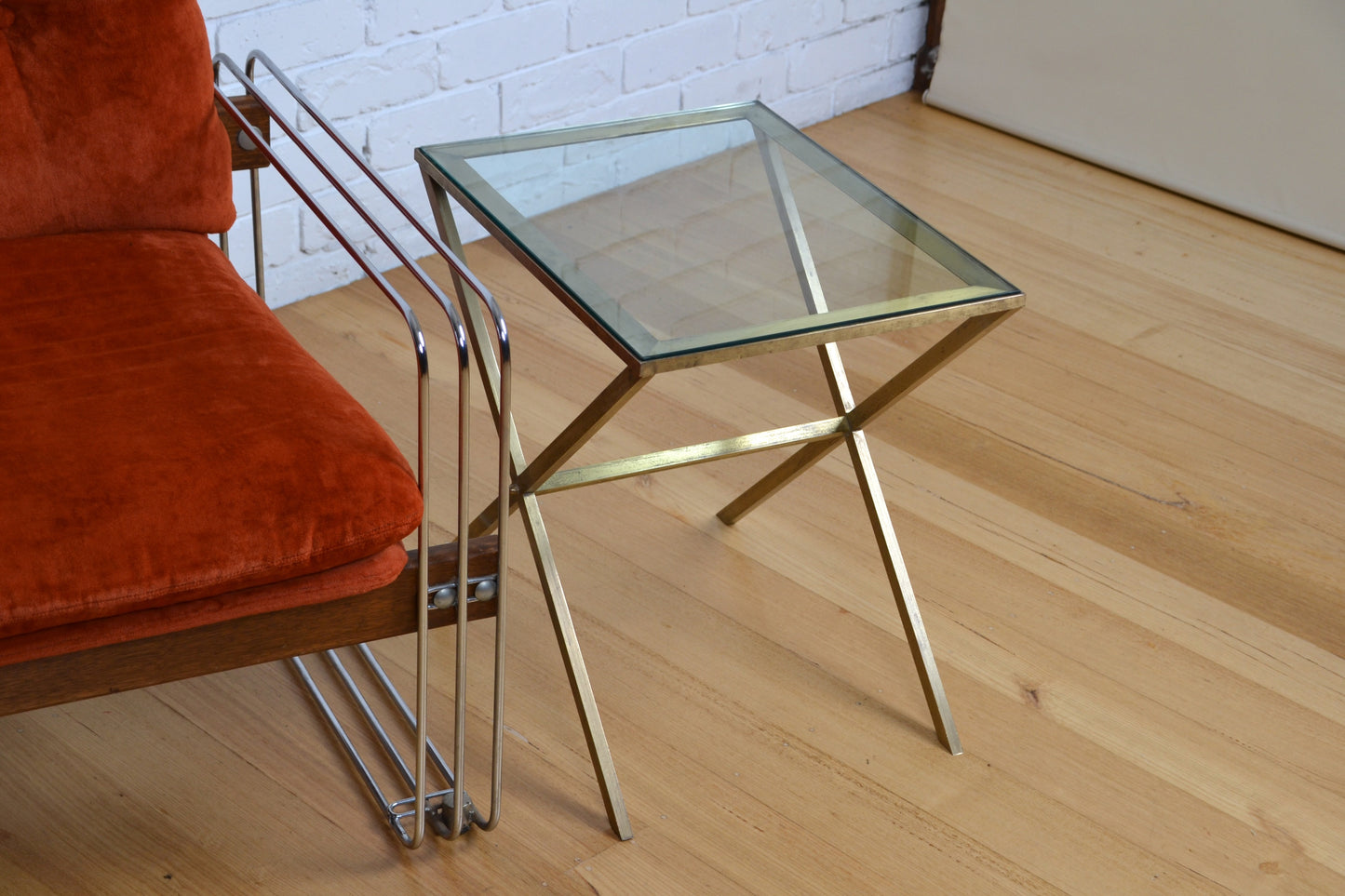 Art Deco / Vintage brass & glass side table