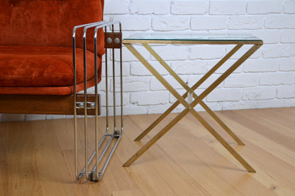 Art Deco / Vintage brass & glass side table