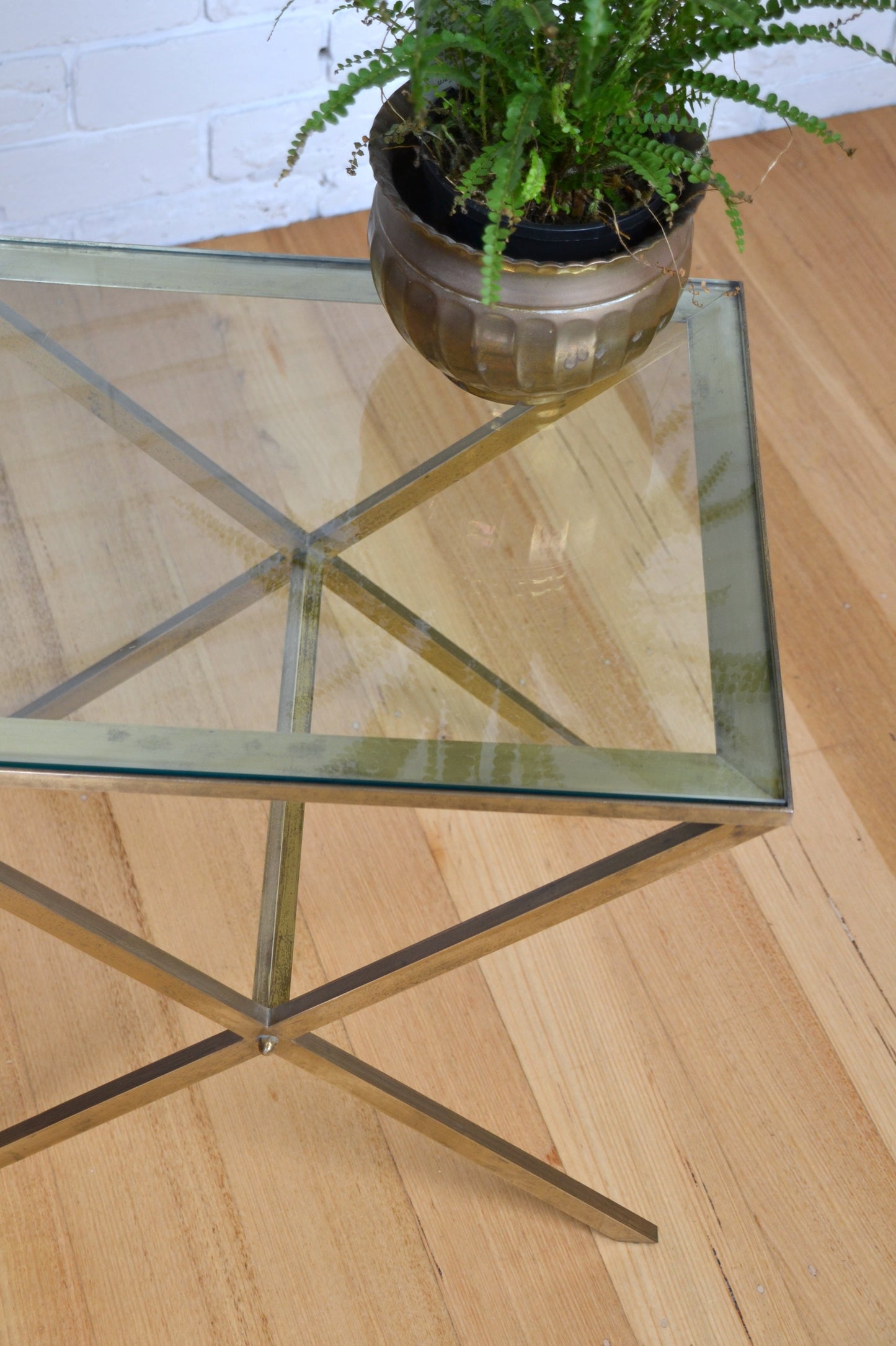 Art Deco / Vintage brass & glass side table