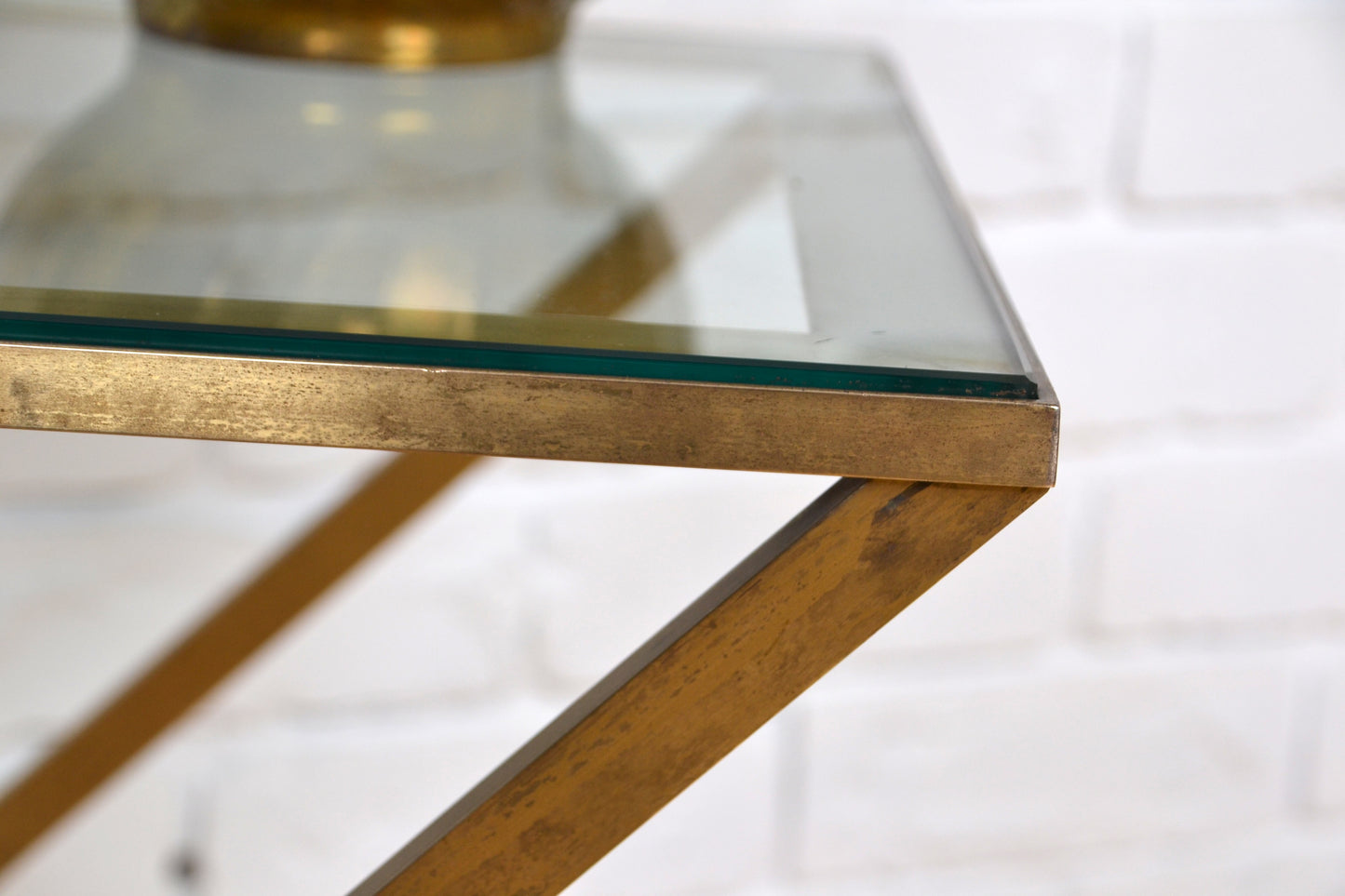 Art Deco / Vintage brass & glass side table