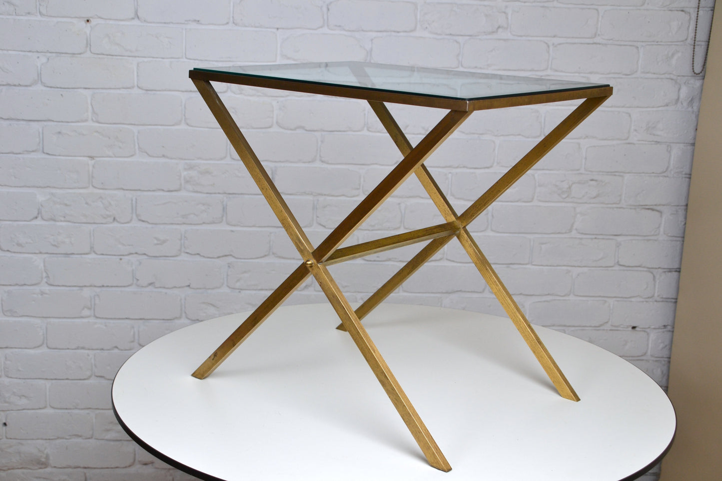Art Deco / Vintage brass & glass side table