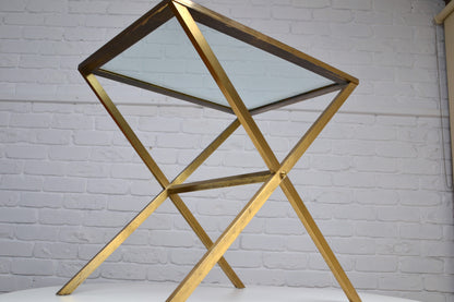 Art Deco / Vintage brass & glass side table