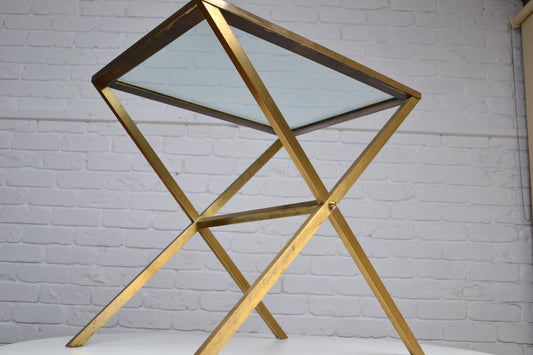 Art Deco / Vintage brass & glass side table