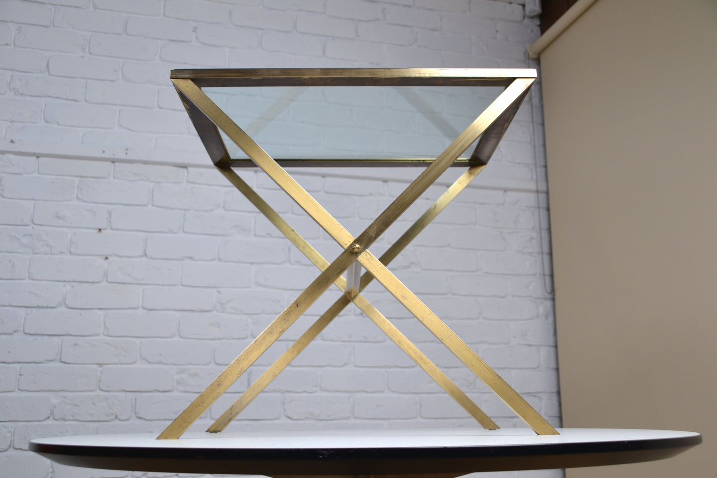Art Deco / Vintage brass & glass side table