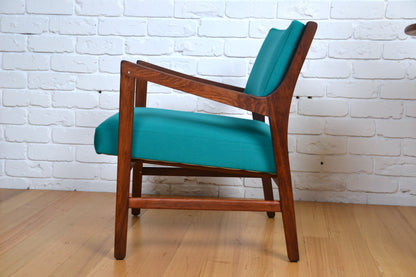 Mid century armchair / restored Blackwood / woollen teal