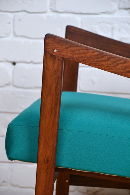 Mid century armchair / restored Blackwood / woollen teal