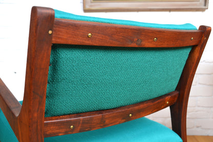 Mid century armchair / restored Blackwood / woollen teal