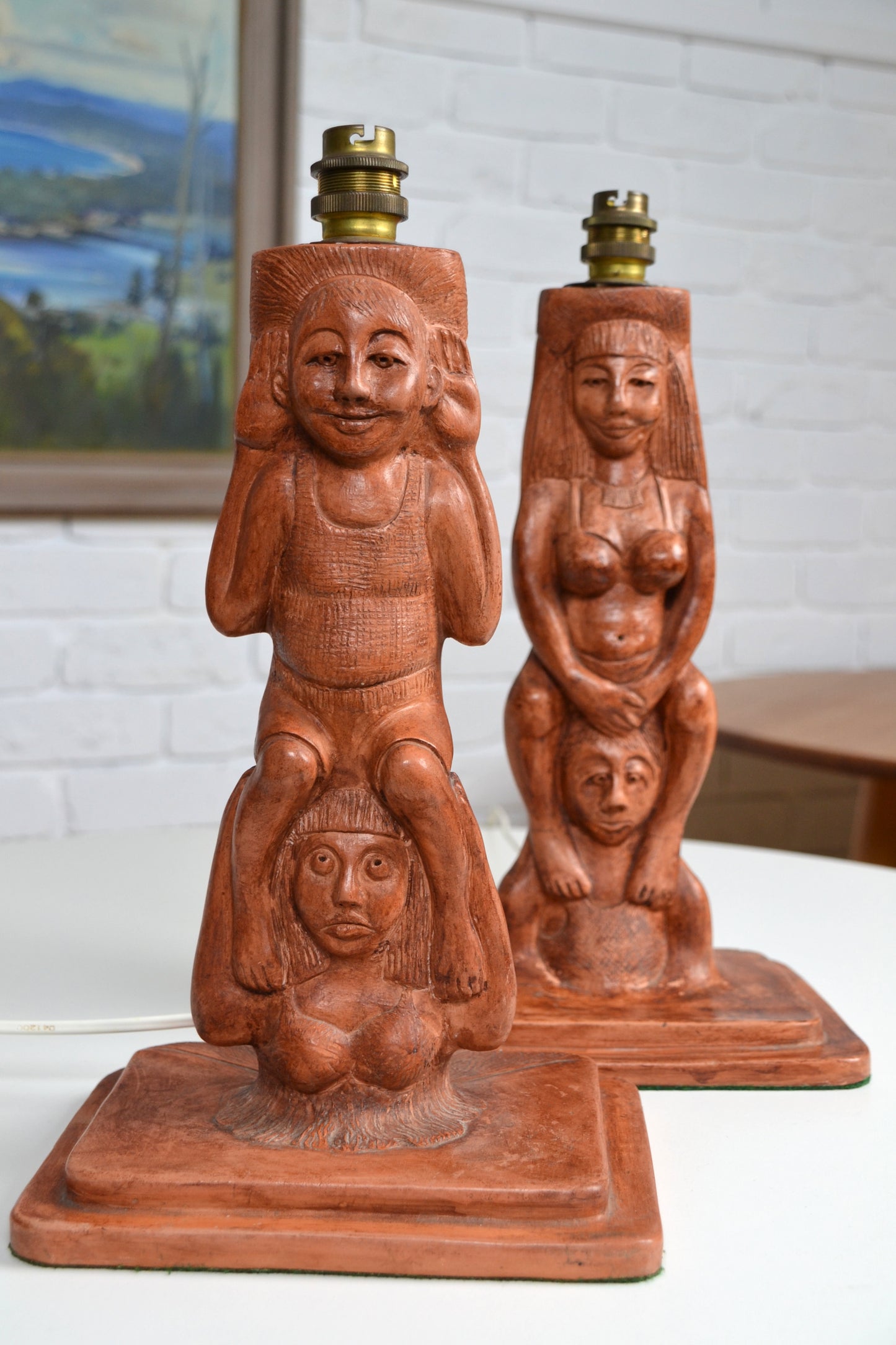 Unique 1990s vintage figural table lamps- pair