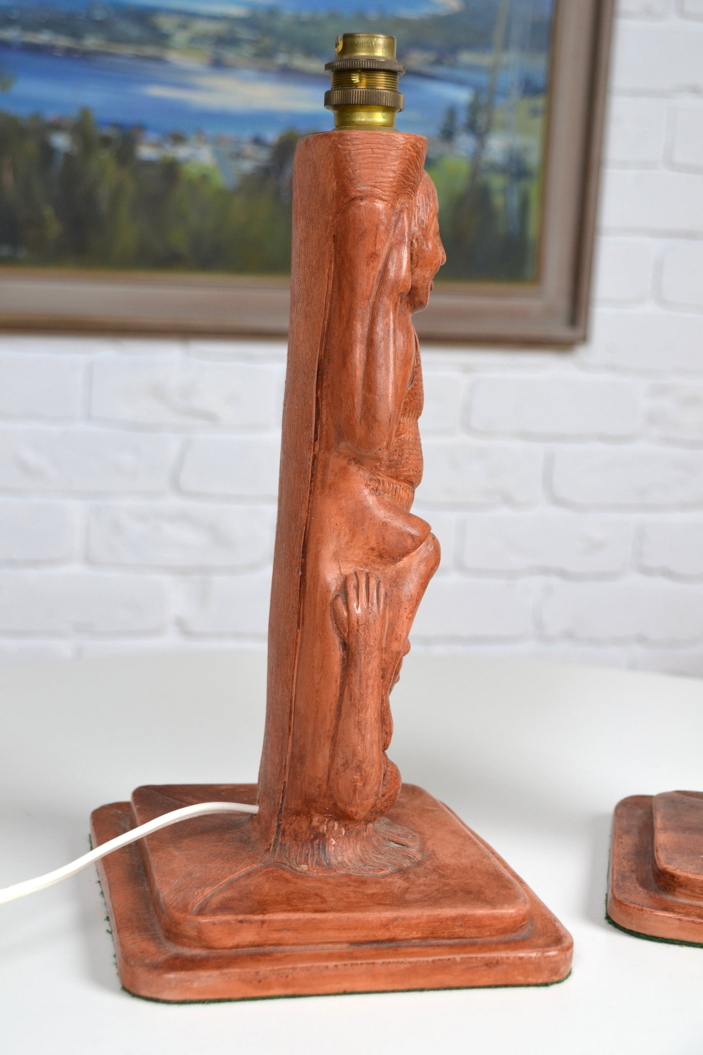 Unique 1990s vintage figural table lamps- pair