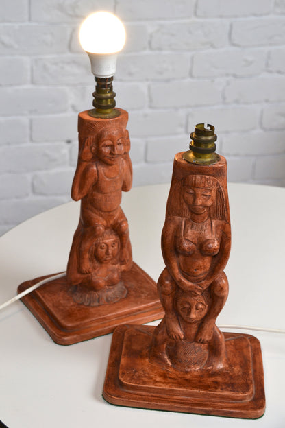 Unique 1990s vintage figural table lamps- pair