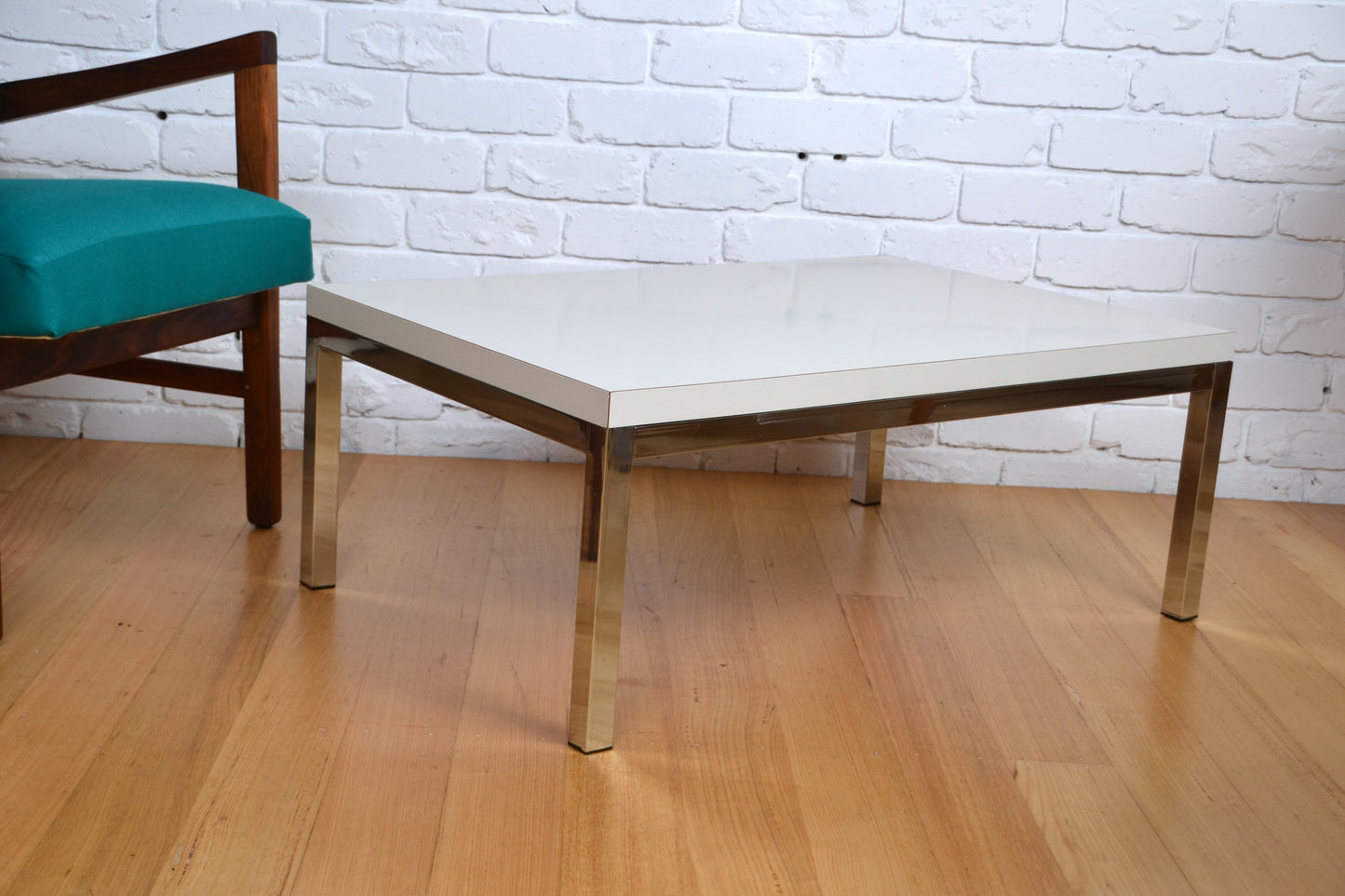 Vintage coffee table with chrome legs