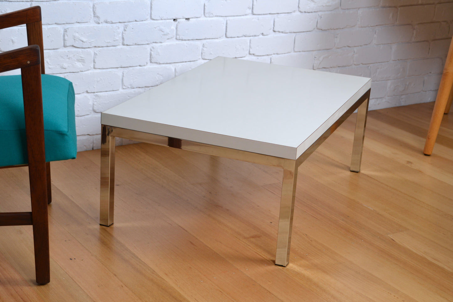 Vintage coffee table with chrome legs